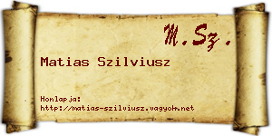 Matias Szilviusz névjegykártya
